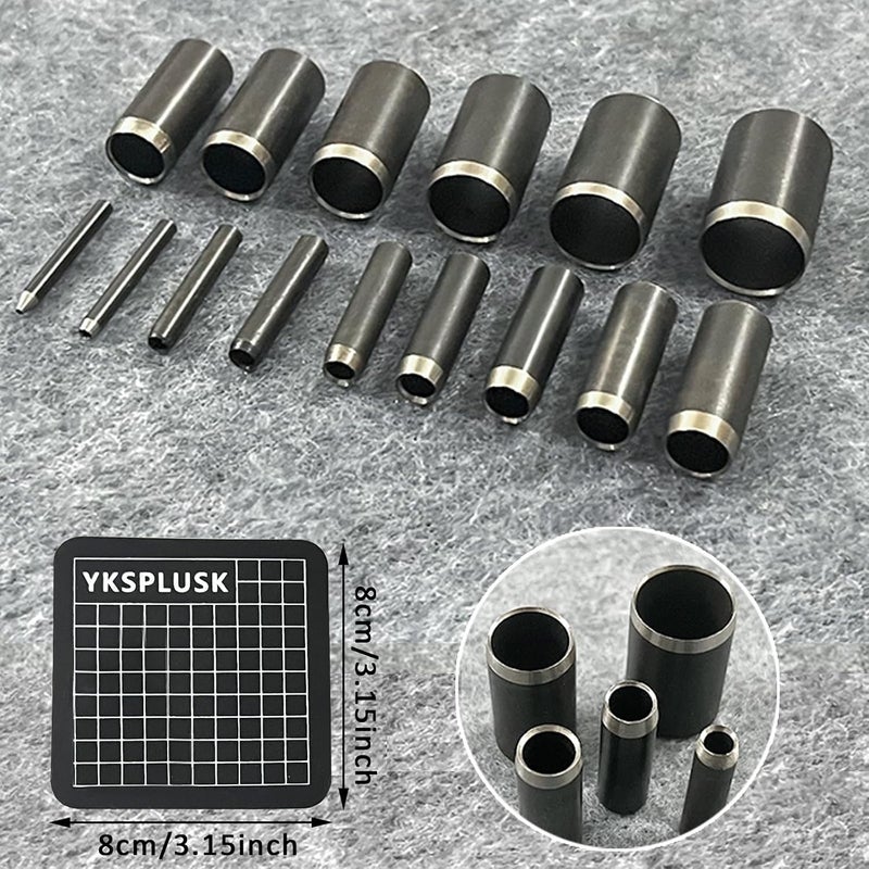 YKSPLUSK Leather Circle Cutter Tool Set, 21 Pieces Circle Punch Tools 1-12mm 15 20 25 30 35 40 45 50 55mm, High Carbon Steel Round Cutting Dies - Hole Punch Tool Kit for DIY Leather Crafts - Image 3